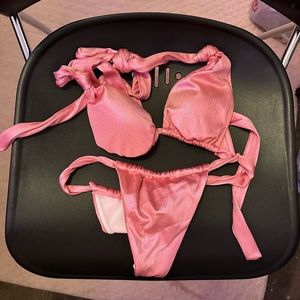 Metallic halter thong bikini swimsuit small SHEIN